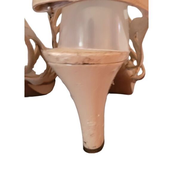 Naturalizer N5 Comfort Beige Platform Shoe Patent Leather Dayna 7M Velcro Strap - Picture 5 of 7